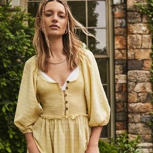 Free People Endless Summer Picnic Smocked  Mini Dress M